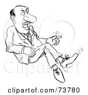 Royalty Free RF Clipart Illustration Of A Black And White Outline Of A Man Seated