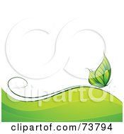 Royalty Free RF Clip Art Illustration Of A Green Butterfly Over Waves With White Text Space by elena #COLLC73794-0147