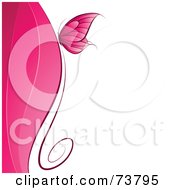 Royalty Free RF Clipart Illustration Of A Pink Butterfly Over Waves With White Text Space by elena