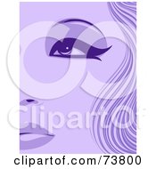 Poster, Art Print Of Closeup Of A Purple Womans Face With Thick Eyeliner And Wavy Hair