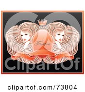 Two Gorgeous Women With Long Straight Hair Around A Crest With A Banner And Crown With Fashion Text