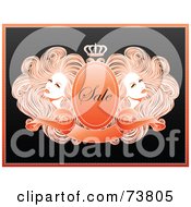 Royalty Free RF Clipart Illustration Of Two Gorgeous Women With Long Wavy Hair Around A Crest With A Banner And Crown With Sale Text