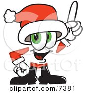 Santa Claus Mascot Cartoon Character Pointing Upwards