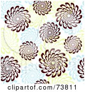 Poster, Art Print Of Seamless Background Of Brown Green And Blue Spiral Flowers