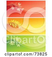 Royalty Free RF Clipart Illustration Of A Digital Collage Of Red Orange And Green Vine Wave Banners