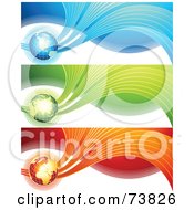 Poster, Art Print Of Digital Collage Of Blue Green And Red Global Wave Banners