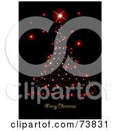 Poster, Art Print Of Red Sparkle Christmas Tree And Merry Christmas Greeting On Black