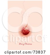 Poster, Art Print Of Merry Christmas Greeting Under A Sparkly Red Ornament On Pink