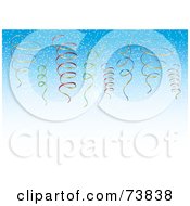 Royalty Free RF Clipart Illustration Of Colorful Curly Confetti Ribbons Over Blue And White