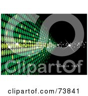 Royalty Free RF Clipart Illustration Of A Green Wall Of Sparkly Halftone On Black With Sample Text by MilsiArt