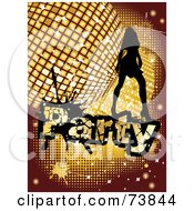 Poster, Art Print Of Silhouetted Lady Dancing Over A Golden Disco Party Background