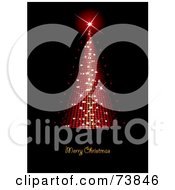 Poster, Art Print Of Merry Christmas Greeting Under A Red Conical Sparkly Christmas Tree On Black