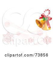Poster, Art Print Of Candy Cane With Holly And Christmas Bells Over A White With Red Snowflakes