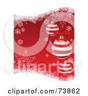 Poster, Art Print Of Red Christmas Background With Striped Ornaments Snowflakes And Grunge