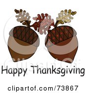 Poster, Art Print Of Happy Thanksgiving Greeting With Two Acorns