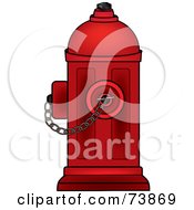 Royalty Free RF Clipart Illustration Of A Dark Red Fire Hydrant With A Chain