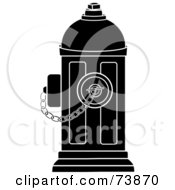 Poster, Art Print Of Black And White Fire Hydrant With A Chain
