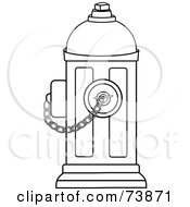 Poster, Art Print Of Black And White Outline Of A Fire Hydrant With A Chain