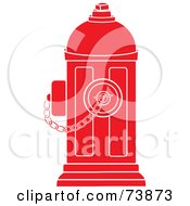 Poster, Art Print Of Red And White Fire Hydrant With A Chain