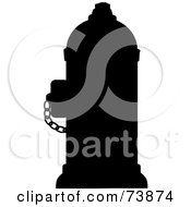 Royalty Free RF Clipart Illustration Of A Black Silhouetted Fire Hydrant With A Chain