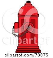 Poster, Art Print Of Bright Red Fire Hydrant With A Chain
