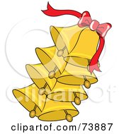 Poster, Art Print Of Strand Of Ringing Gold Bells And A Red Ribbon