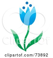 Poster, Art Print Of Blue Spring Tulip Flower With Green Leaves