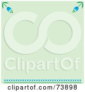 Poster, Art Print Of Green Background With A Blue Tulip Border