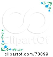 Poster, Art Print Of White Background With Blue Spring Tulip Corners