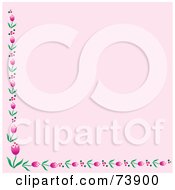 Poster, Art Print Of Pink Background With Bottom And Left Pink Tulip Borders