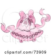 Royalty Free RF Clipart Illustration Of A Pink Bow With Elegant Wedding Bells by Pams Clipart