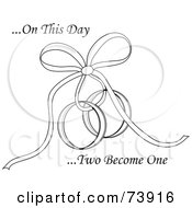 Royalty Free RF Clipart Illustration Of On This Day Two Become One Text With A Ribbon Securing Wedding Rings by Pams Clipart