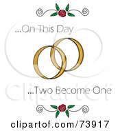 Poster, Art Print Of On This Day Two Become One Text With Roses And Wedding Rings