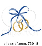 Royalty Free RF Clipart Illustration Of A Blue Ribbon Securing Gold Wedding Rings by Pams Clipart #COLLC73918-0007