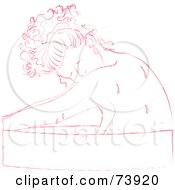 Poster, Art Print Of Pink Woman Soaking In A Tub Over A Blank Banner On White