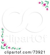 White Background With Pink Spring Tulip Corners