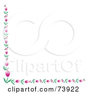 Poster, Art Print Of White Background With Bottom And Left Pink Tulip Borders