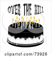 Poster, Art Print Of Over The Hill Cake With Black Icing And White Candles