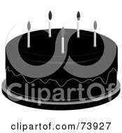 Royalty Free RF Clipart Illustration Of A Black And White Over The Hill Cake With Black Icing And White Candles by Pams Clipart