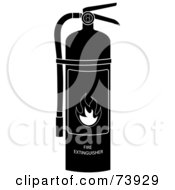Black And White Fire Extinguisher With A Flame Image