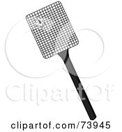 Royalty Free RF Clipart Illustration Of A Fly Splattered On A Black And White Swatter by Pams Clipart