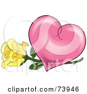Poster, Art Print Of Yellow Rose Under A Pink Shaded Heart