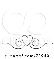 Poster, Art Print Of Black And White Heart And Scroll Design Border On A White Background