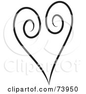 Royalty Free RF Clipart Illustration Of A Black Swirl Heart Design