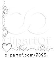 Poster, Art Print Of Black And White Heart And Scroll Corner Border On A White Background