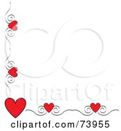 Poster, Art Print Of Red Heart And Scroll Corner Border On A White Background