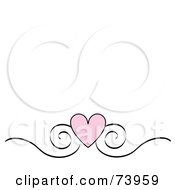 Poster, Art Print Of Pink Heart And Black Scroll Design Border On A White Background