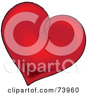 Royalty Free RF Clipart Illustration Of A Red Shaded Heart With A Black Outline
