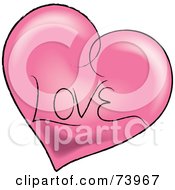 Poster, Art Print Of Pink Heart With A Black Outline And Love Text