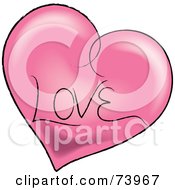 Royalty Free RF Clipart Illustration Of A Pink Heart With A Black Outline And Love Text